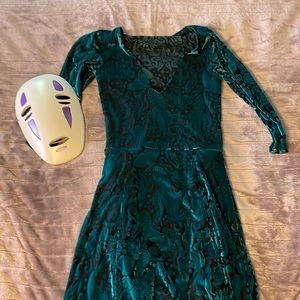 Blackmilk burned velvet sirens call 3/4 sleeve slip maxi dress size XS